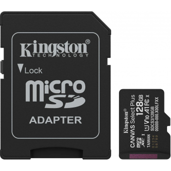 Карта памяти 128Gb MicroSD KINGSTON CANVAS SELECT PLUS + SD адаптер (SDCS3/128GB)